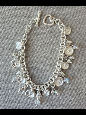 Silver Charm Button Toggle Bracelet - Women Jewelry